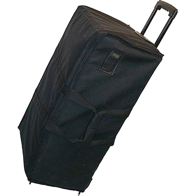 audio equipment carrying case on wheels