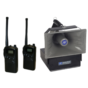 Amplivox portable speaker and walkie talkies