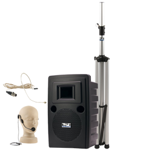 Anchor Audio PA system with speaker, stand, and hands-free microphones