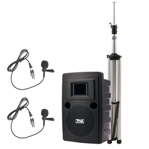 Anchor Audio PA system with speaker, stand, and hands-free microphones
