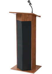 podium with headset microphone