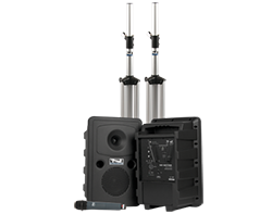 Anchor Audio PA system with two speakers and stands and handheld mic